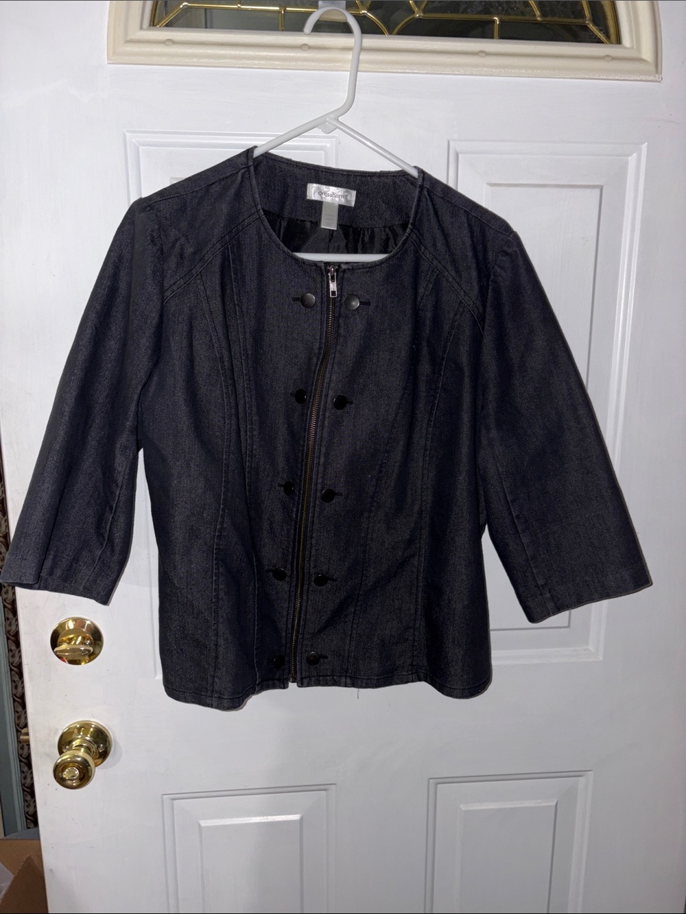 dressbarn Black Double-Breasted Zip Jacket